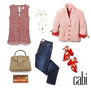 Cabi Good Luck Shirt Womens Multicolor Bird Pattern Sleeveless Bow